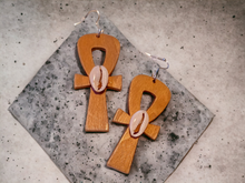 Load image into Gallery viewer, Classic Wooden Ankh Earrings Kargo Fresh
