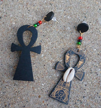 Load image into Gallery viewer, Classic Wooden Ankh Earrings Kargo Fresh
