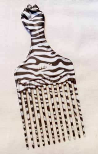 Classic Zebra print  Acrylic Afro Pick Kargo Fresh