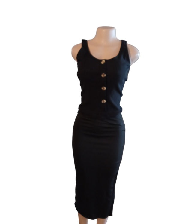 Classic black ribbed tank and maxi skirt new M Kargo Fresh