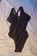 Load image into Gallery viewer, Classic solid black 1 piece swimsuit L Kargo Fresh
