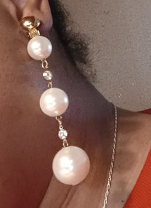 Classy Faux Pearl Clip on Dangle Earrings Kargo Fresh