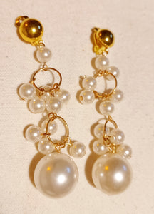 Classy Faux Pearl Clip on Dangle Earrings Kargo Fresh