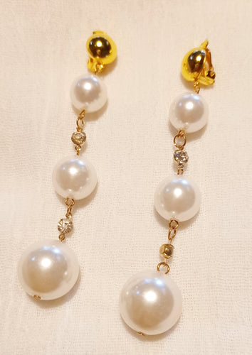 Classy Faux Pearl Clip on Dangle Earrings Kargo Fresh