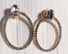Load image into Gallery viewer, Classy clip on rhinestone hoops gold Kargo Fresh
