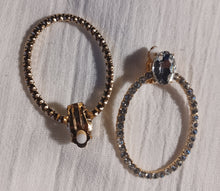 Load image into Gallery viewer, Classy clip on rhinestone hoops gold Kargo Fresh
