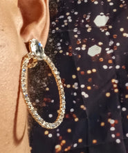 Load image into Gallery viewer, Classy clip on rhinestone hoops gold Kargo Fresh
