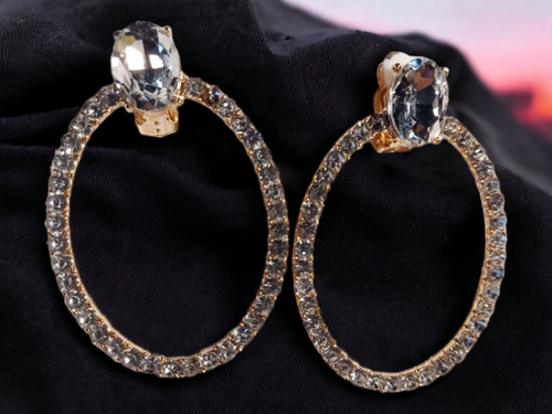 Classy clip on rhinestone hoops gold Kargo Fresh