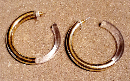 Clear and Gold Chunky Resin Hoop Earrings Kargo Fresh