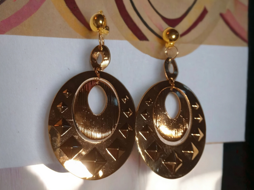 Clip On  Abstract Disc Dangle Earrings Kargo Fresh