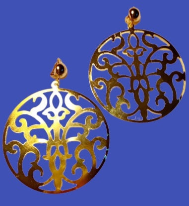 Clip On  Abstract Disc Dangle Earrings gold Kargo Fresh