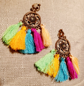 Clip On Boho Tassel Dangle Handmade Earrings Kargo Fresh