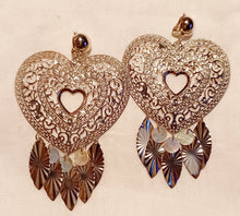 Load image into Gallery viewer, Clip On Extra Large Hammered Metal Heart Dangle Earrings Kargo Fresh
