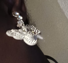 Load image into Gallery viewer, Clip On Felt and Rhinestone Butterfly Clip on  Earrings Kargo Fresh
