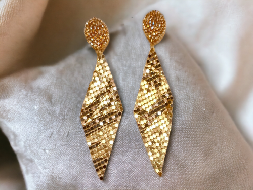 Clip On Gold  Metal Mesh Earrings Kargo Fresh