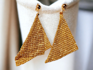 Clip On Large Gold Metal Mesh Earrings Kargo Fresh