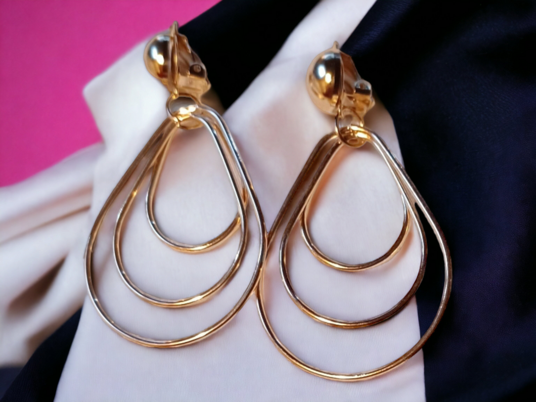 Clip On  Multi Hoop Metal Earrings gold Kargo Fresh