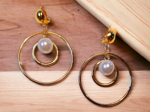 Clip On  Multi Hoop  and faux pearl Metal Earrings Kargo Fresh