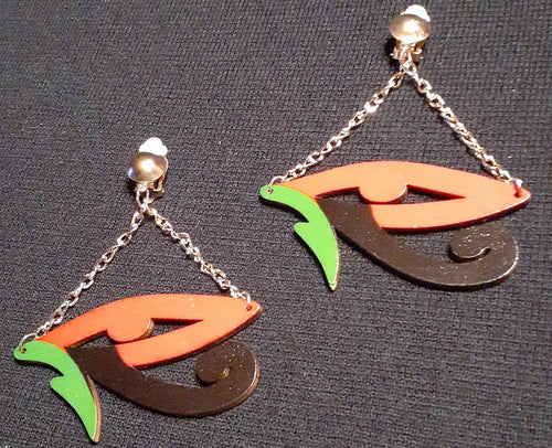 Clip On RBG Eye of Horus Dangle Earrings Kargo Fresh