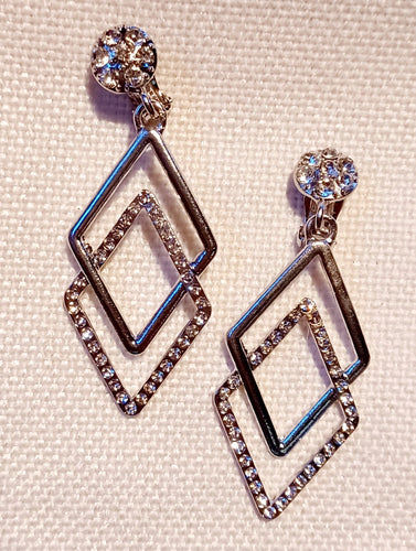 Clip On  Rhinestone and Metal Earrings silver Kargo Fresh