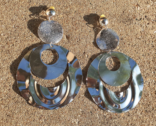 Clip On XL Crinkle Metal Hoop  Earrings Kargo Fresh