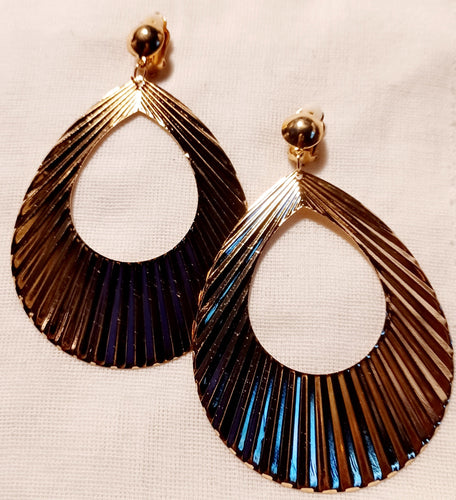 Clip On XL Crinkle Metal Hoop  Earrings Kargo Fresh