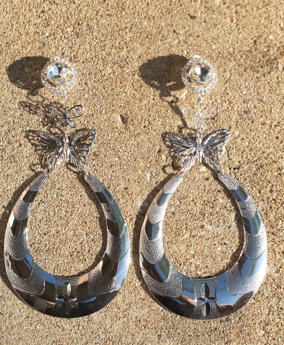 Clip On XL Metal Butterfly Hoop  Earrings Kargo Fresh