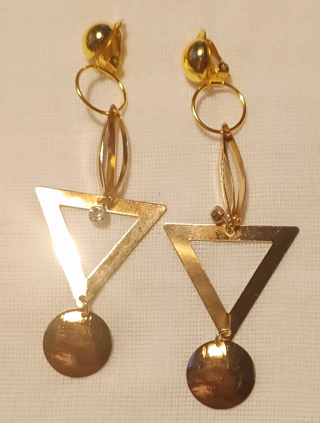 Clip On abstract gold Metal Hoop  Earrings Kargo Fresh