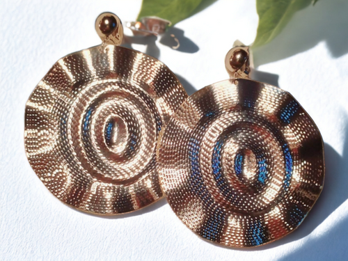 Clip On extra large Abstract Disc Dangle Earrings silver Kargo Fresh