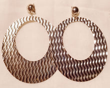 Load image into Gallery viewer, Clip On extra large Abstract Hoop Dangle Earrings silver Kargo Fresh
