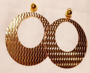 Clip On extra large Abstract hoop Dangle Earrings gold Kargo Fresh