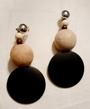 Load image into Gallery viewer, Clip On handmade Chunky Wood Dangle Earrings Kargo Fresh

