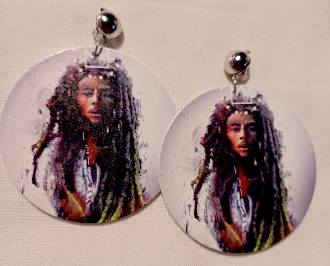 Clip on Abstract Bob Marley Earrings Kargo Fresh