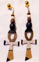 Load image into Gallery viewer, Clip on Abstract Handpainted Ankh Earrings Kargo Fresh
