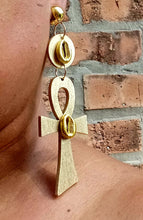 Load image into Gallery viewer, Clip on Abstract Handpainted Ankh Earrings Kargo Fresh
