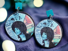 Load image into Gallery viewer, Clip on Angela Davis Collage Abstract Earrings Kargo Fresh
