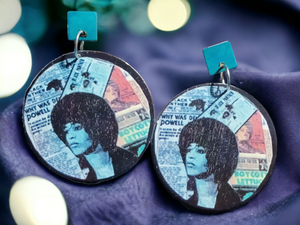 Clip on Angela Davis Collage Abstract Earrings Kargo Fresh