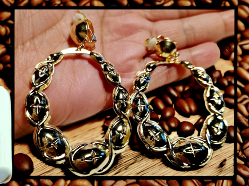 Clip on Bamboo Hoop Earrings gold Kargo Fresh