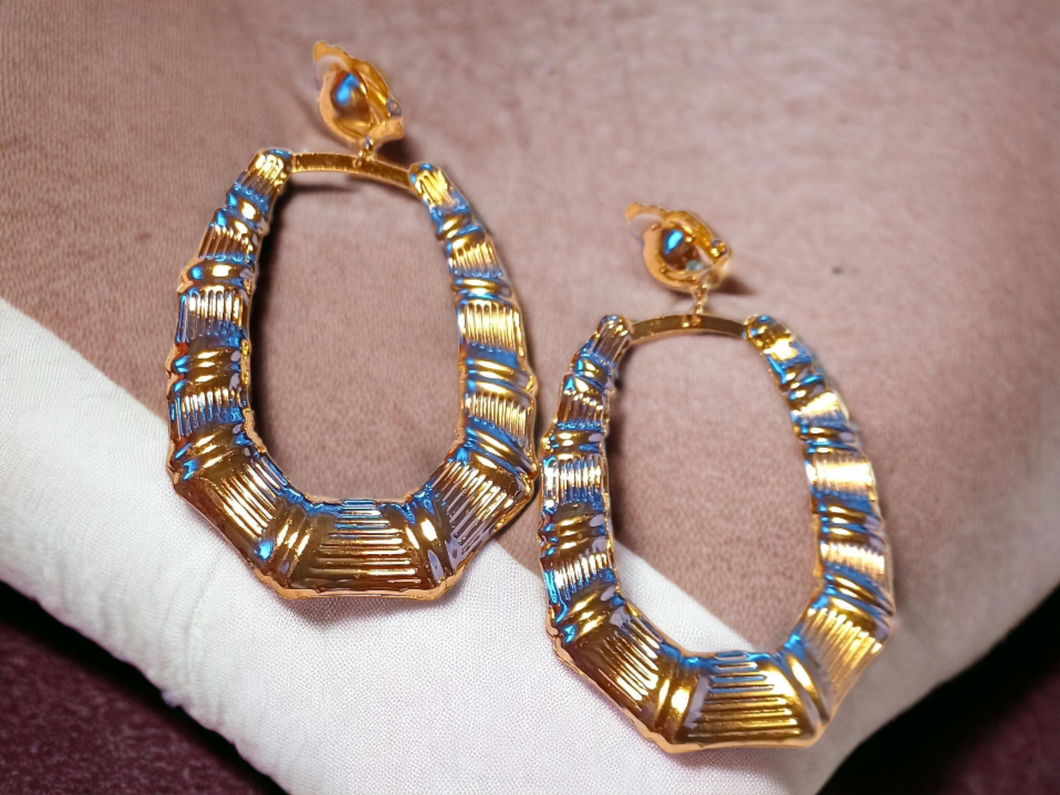 Clip on Bamboo Hoop Earrings gold Kargo Fresh