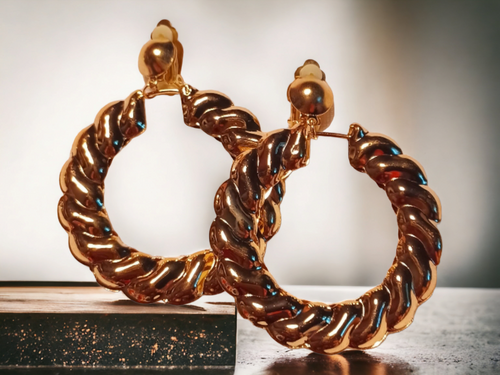 Clip on Bamboo Hoop Earrings gold Kargo Fresh