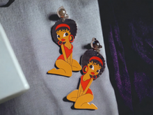 Load image into Gallery viewer, Clip on Black Betty Boop Wooden Afrocentric Earrings Kargo Fresh
