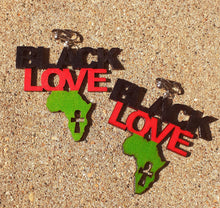 Load image into Gallery viewer, Clip on Black Love Statement RBG wooden Earrings Kargo Fresh
