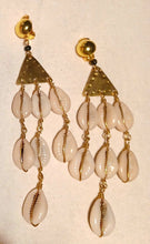 Load image into Gallery viewer, Clip on  Brass and Cowrie Shell Earrings Kargo Fresh
