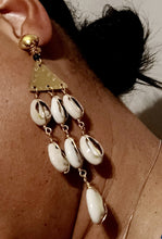 Load image into Gallery viewer, Clip on  Brass and Cowrie Shell Earrings Kargo Fresh
