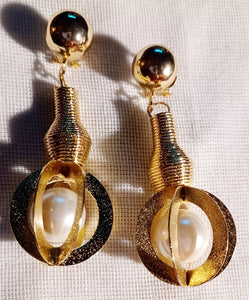 Clip on Chunky Abstract Faux Pearl Dangle Earrings Kargo Fresh