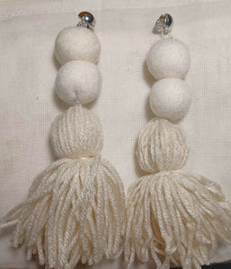 Clip on Extra Large Handmade Yarn Tassel Earrings Kargo Fresh