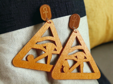 Load image into Gallery viewer, Clip on Eye of Horus Wooden Earrings Kargo Fresh
