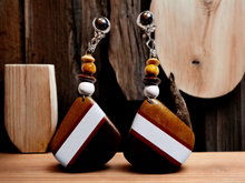 Load image into Gallery viewer, Clip on  Handmade Abstract Geometric Design  Wooden Earrings Kargo Fresh
