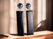 Load image into Gallery viewer, Clip on  Handmade Abstract Geometric Design  Wooden Earrings Kargo Fresh
