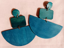 Load image into Gallery viewer, Clip on  Handmade Abstract Geometric Design  Wooden Earrings Kargo Fresh
